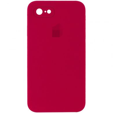 Чехол Silicone Case FULL+Camera Square для iPhone 7 | 8 | SE 2 | SE 3 Rose Red купить