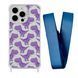 Чехол прозрачный с ремешком Print Dinosaur для iPhone 14 PRO Dinosaur/Blue Cobalt