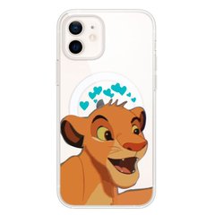 Чехол прозрачный Print Lion King with MagSafe для iPhone 12 MINI Simba Love Blue купить