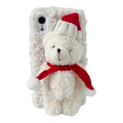 Чехол 3D Bear Plush Case для iPhone XR White купить