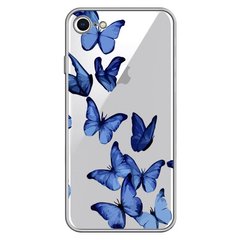 Чехол прозрачный Print Butterfly для iPhone 7 | 8 | SE 2 | SE 3 Blue купить