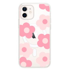 Чехол прозрачный Print Flower Color with MagSafe для iPhone 11 Pink купить