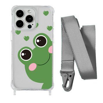 Чохол прозорий з ремінцем Print Happy Nice для iPhone 14 Plus Frog/Silver - ash-mobile.com.ua - фото 1