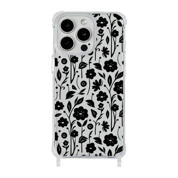 Чохол прозорий з ремінцем Print Flower для iPhone X | XS Floral Black - ash-mobile.com.ua - фото 1