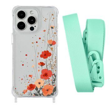 Чехол прозрачный с ремешком Print Flower для iPhone 7 | 8 | SE 2 | SE 3 Autumn Blossom/Avocado - ash-mobile.com.ua - фото 1
