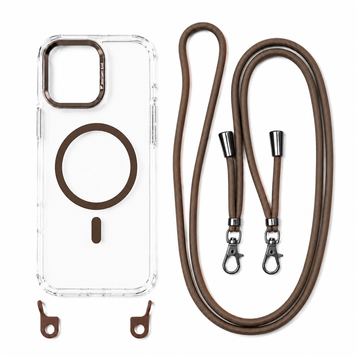 Чохол Crossbody Case MagSafe на шнурку для iPhone 12 PRO MAX Brown - ash-mobile.com.ua - фото 1