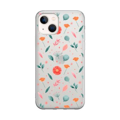 Чехол прозрачный Print для iPhone 14 Plus Flower Red