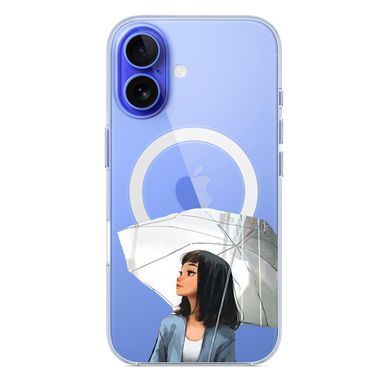 Чехол прозрачный Print AUTUMN with MagSafe для iPhone 17 Girl White Umbrella
