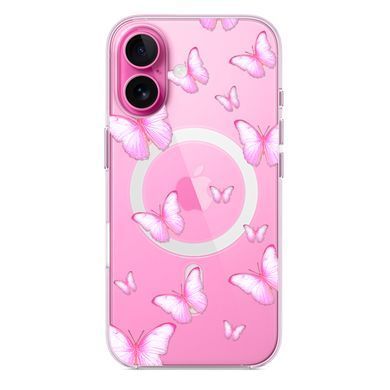 Чехол прозрачный Print Butterfly with MagSafe для iPhone 17 Light Pink