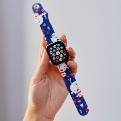 Ремешок New Year для Apple Watch 42/44/45/49 mm Snowflakes White