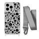 Чехол прозрачный с ремешком Print Flower для iPhone 13 Floral Black/Silver