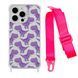 Чехол прозрачный с ремешком Print Dinosaur для iPhone 14 PRO Dinosaur/Hot Pink