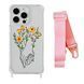 Чохол прозорий з ремінцем Print Leaves для iPhone 7 Plus | 8 Plus Hands Flower/Pink