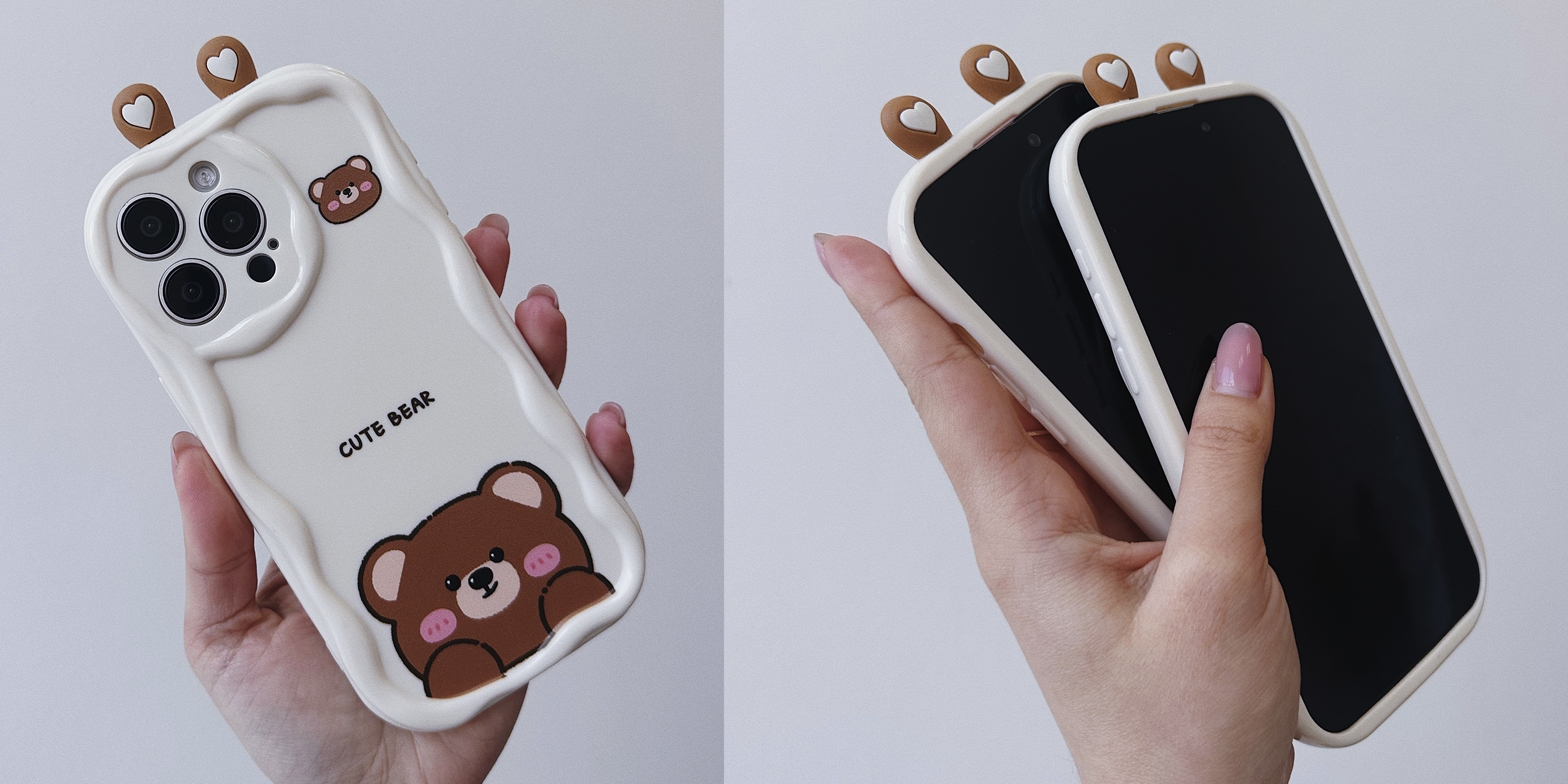 Силіконовий Чохол 3D Cute Bear Case для iPhone 15 Про з дизайном ведмедика