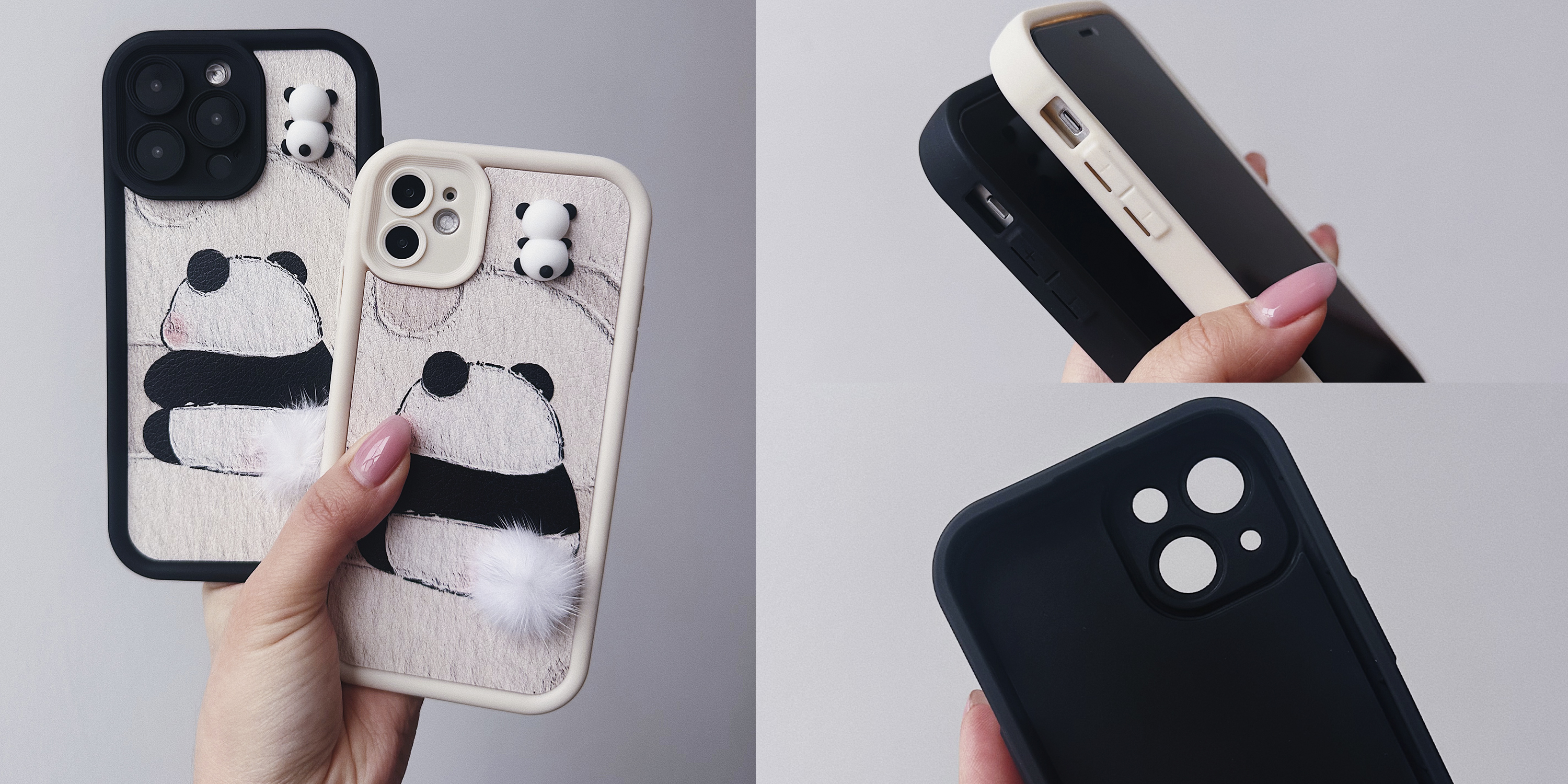 Чохол Panda Case для iPhone 14 PRO з дизайном панди і милим пухнастим хвостиком