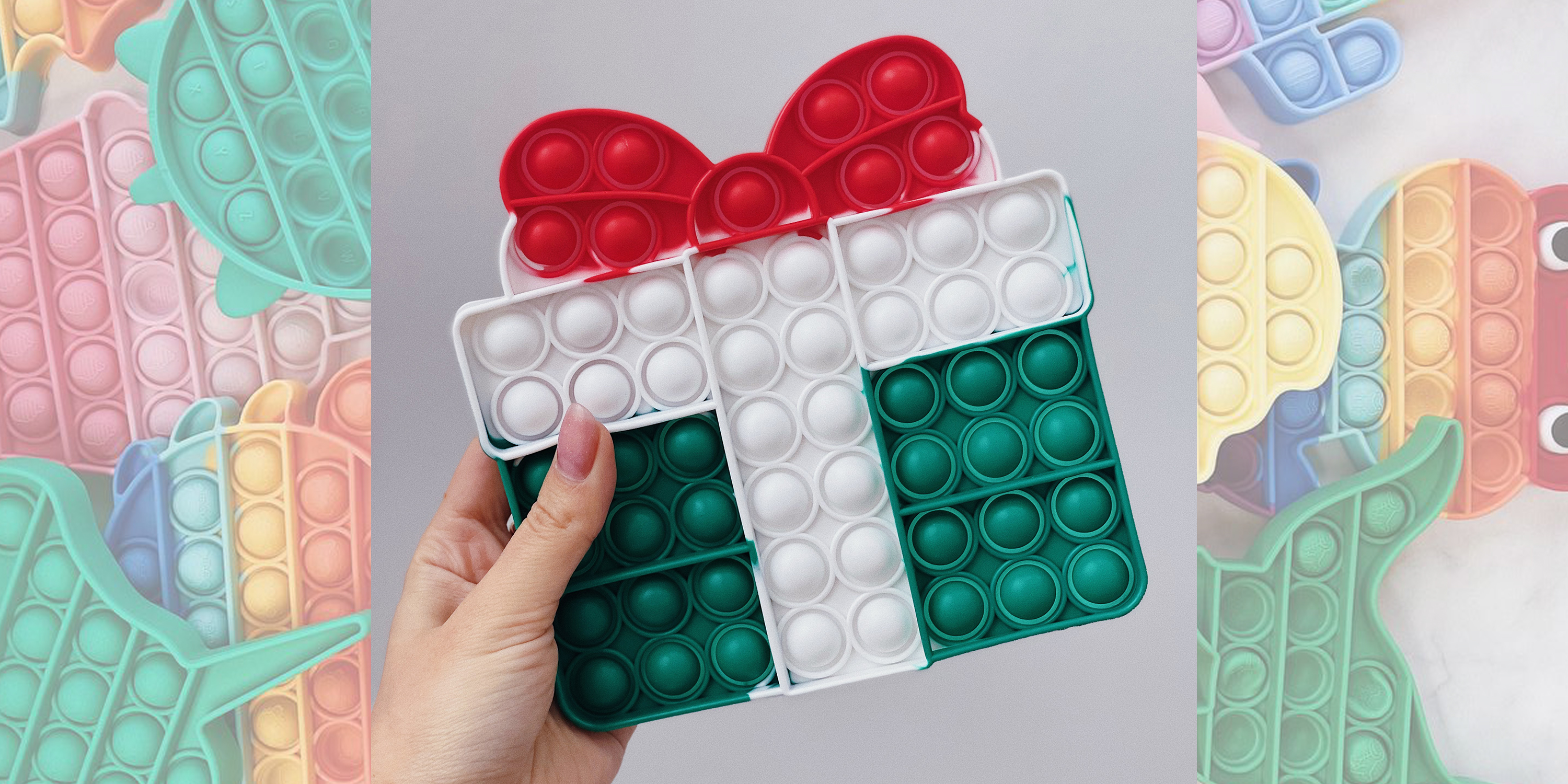 Pop-It іграшка Holiday Box (Святкова коробка) White/Green