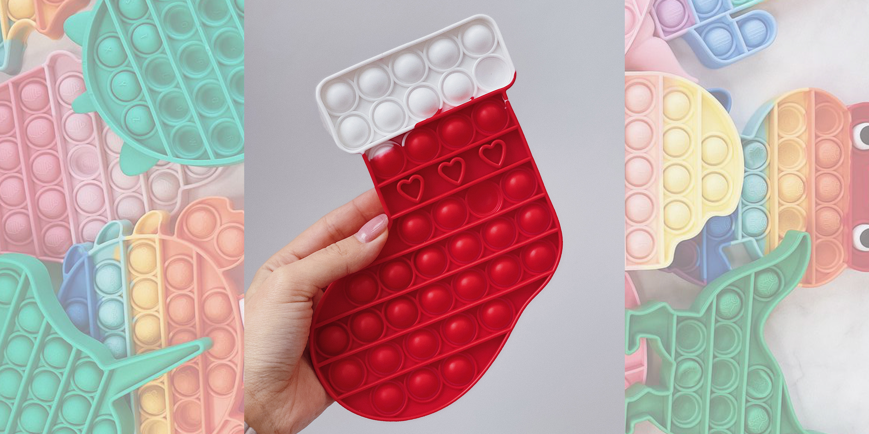 Pop-It іграшка Sock New Year (Шкарпетка Новий Рік) White/Red